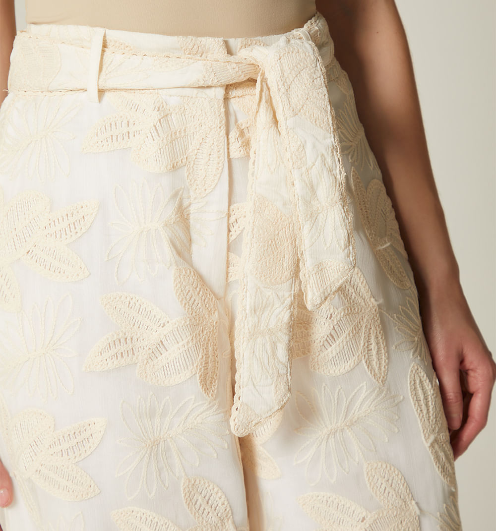 Pantalon Palazzo Tiro Alto - Natural