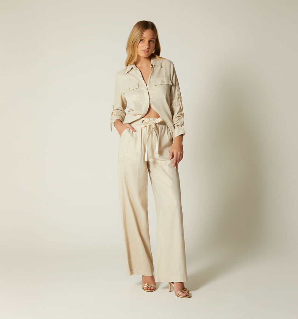 Pantalon Tiro Alto Con Amarre