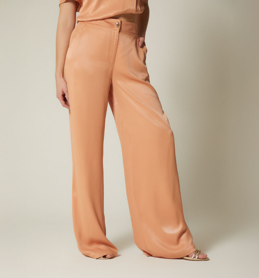Pantalon Palazzo Tiro Alto - Morado