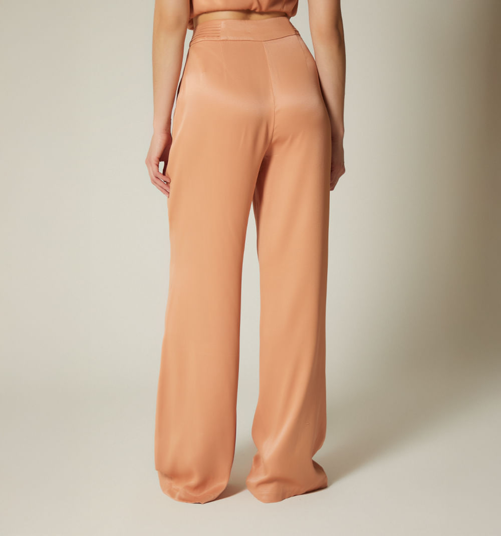 Pantalon Palazzo Tiro Alto - Morado