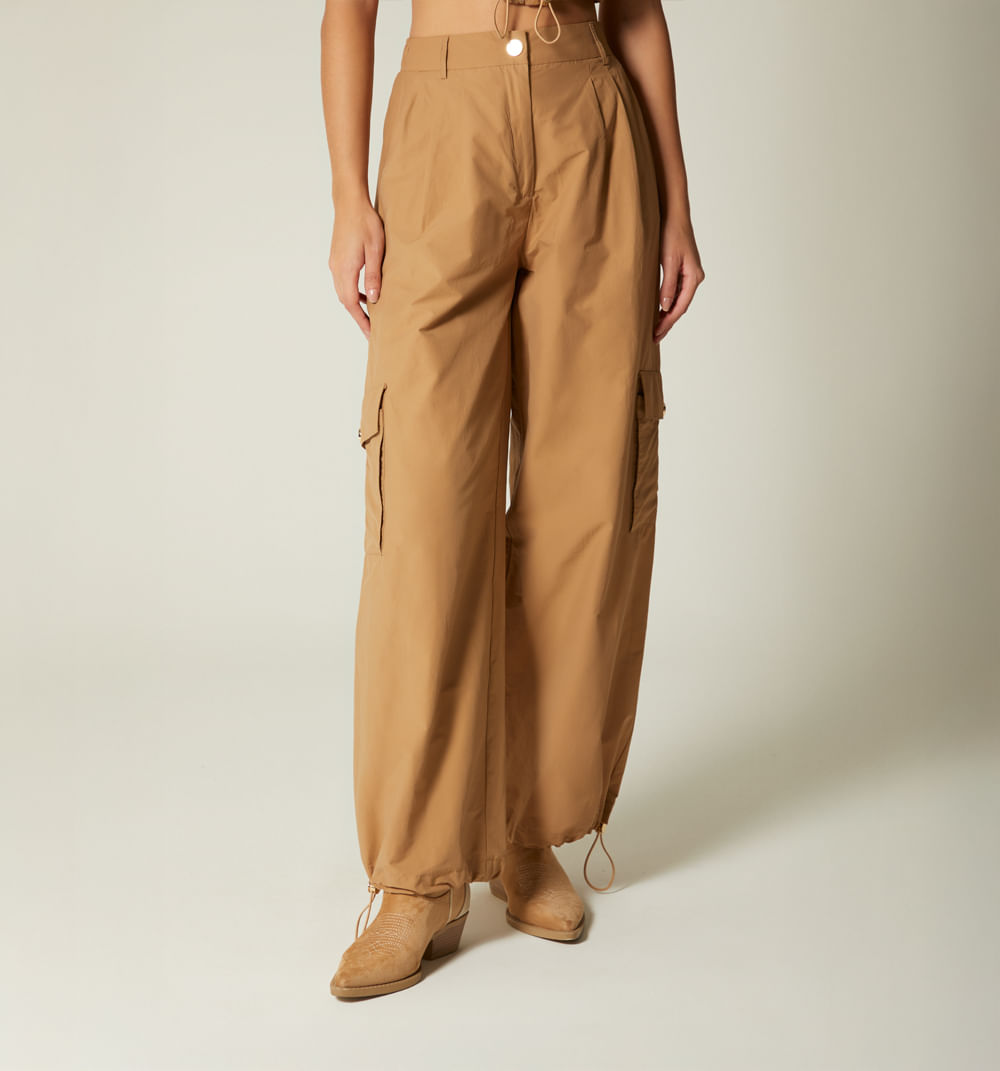 Pantalon Palazo Tiro Alto Con Bolsillos