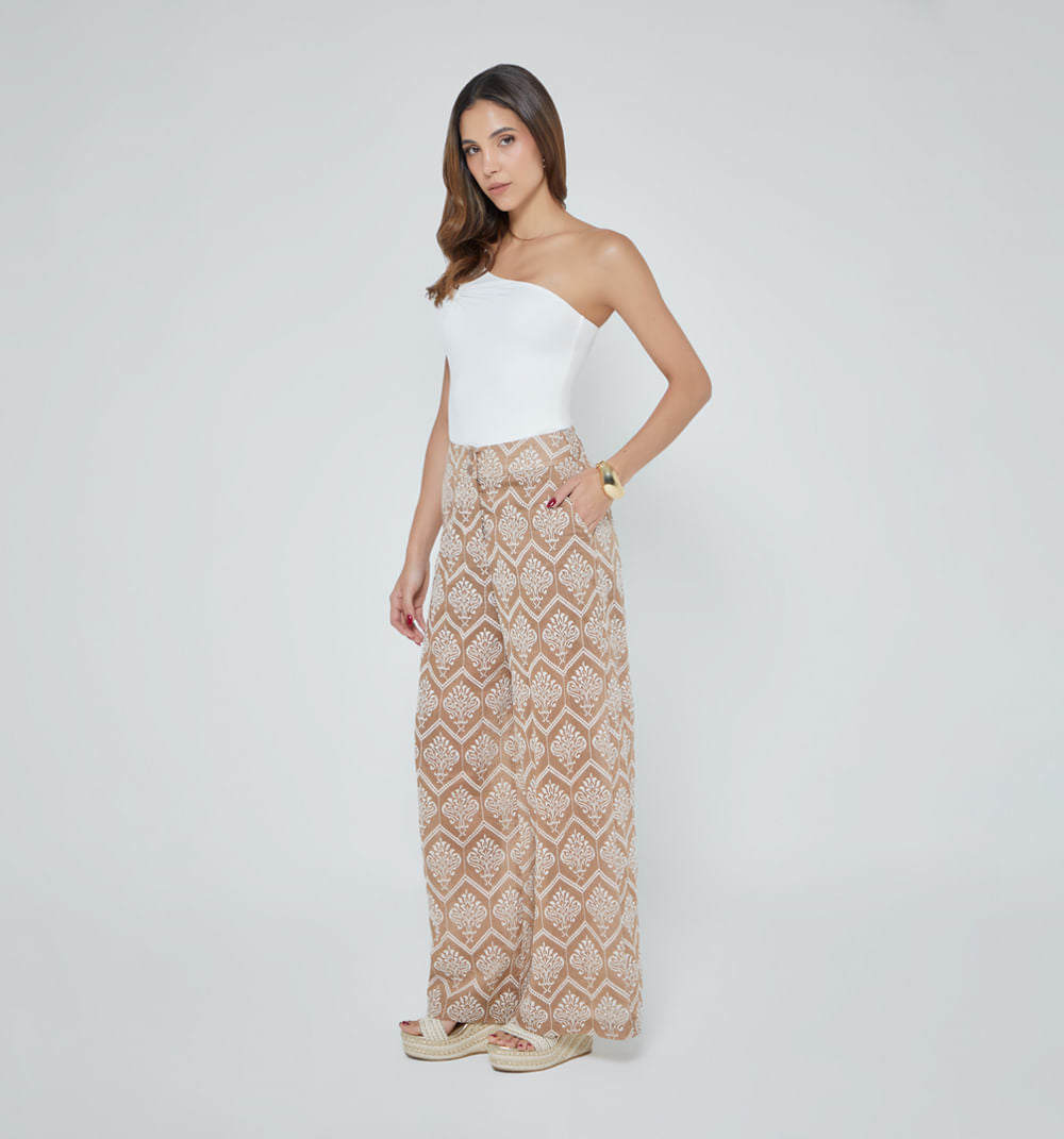 Pantalon Palazo Tiro Alto - Gris