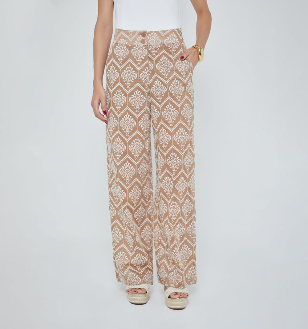 Pantalon Palazo Tiro Alto - Gris