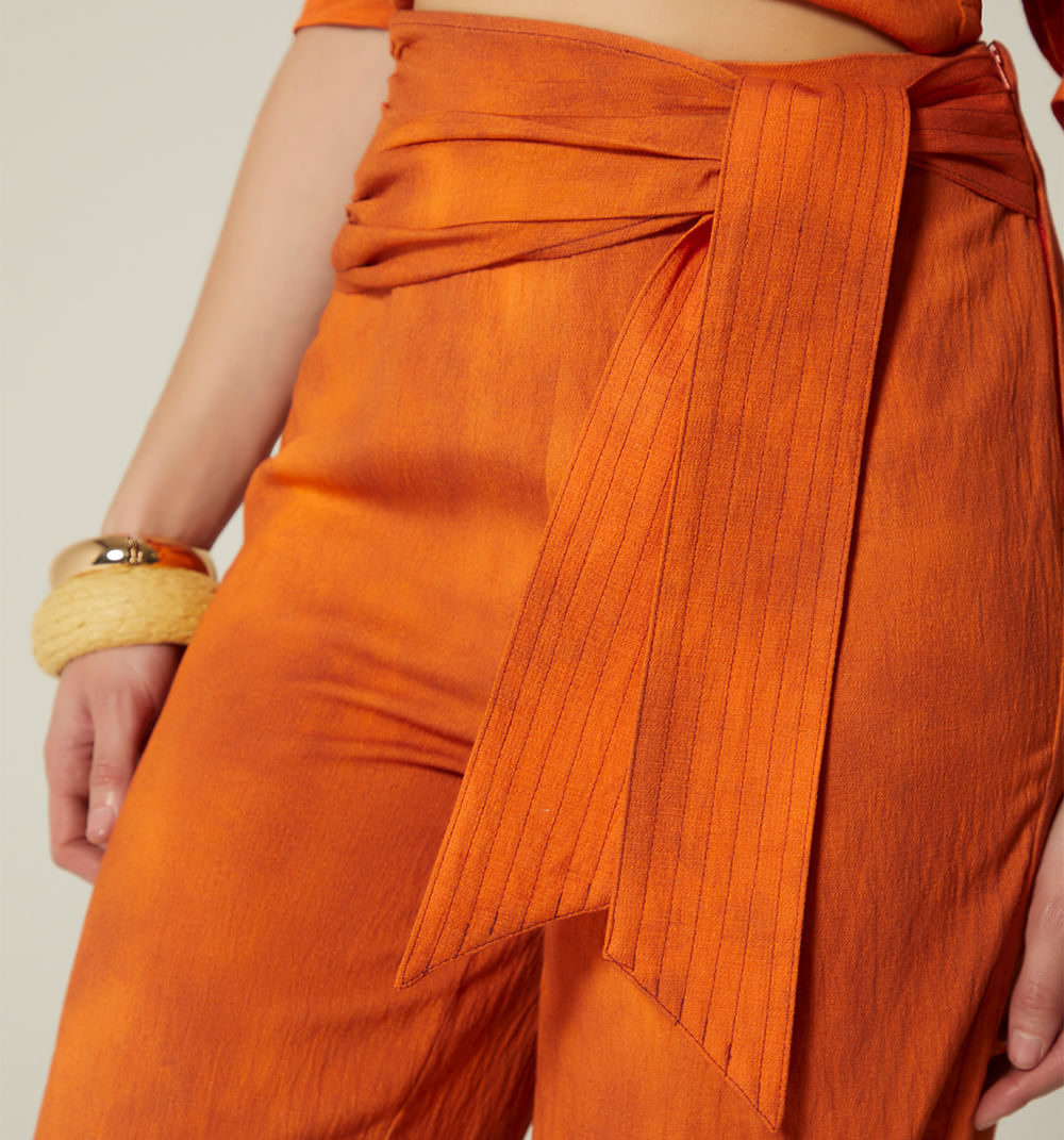 Pantalon Palazzo Tiro Alto - Naranja