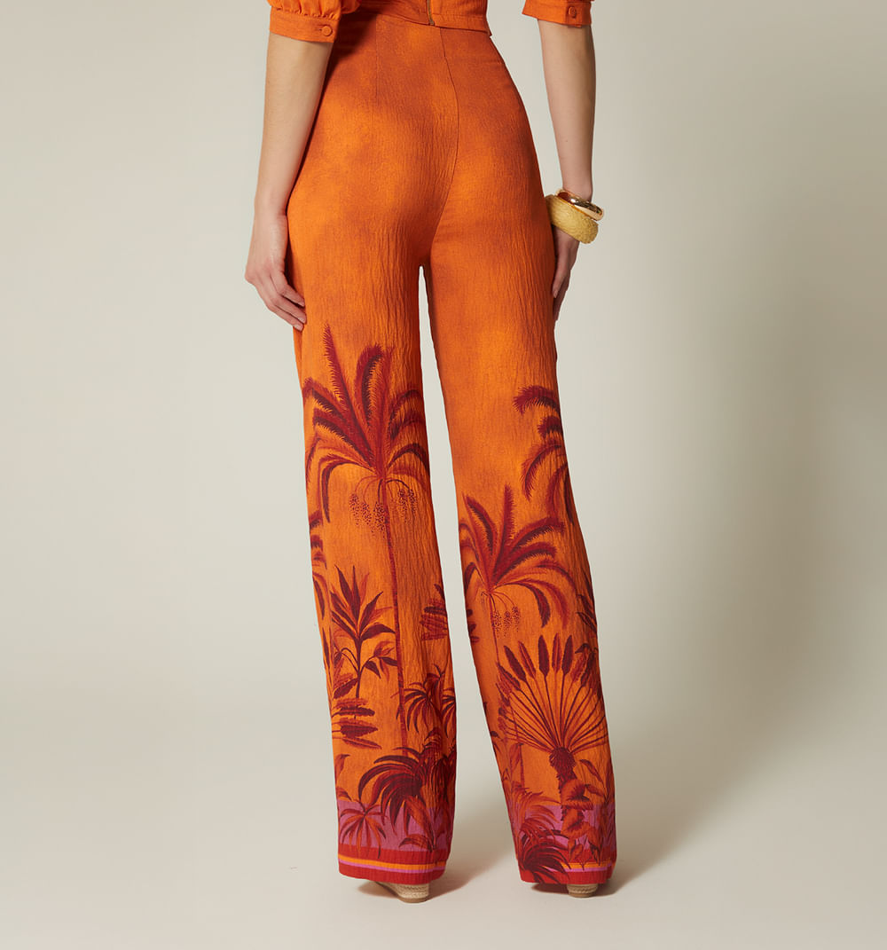 Pantalon Palazzo Tiro Alto - Naranja