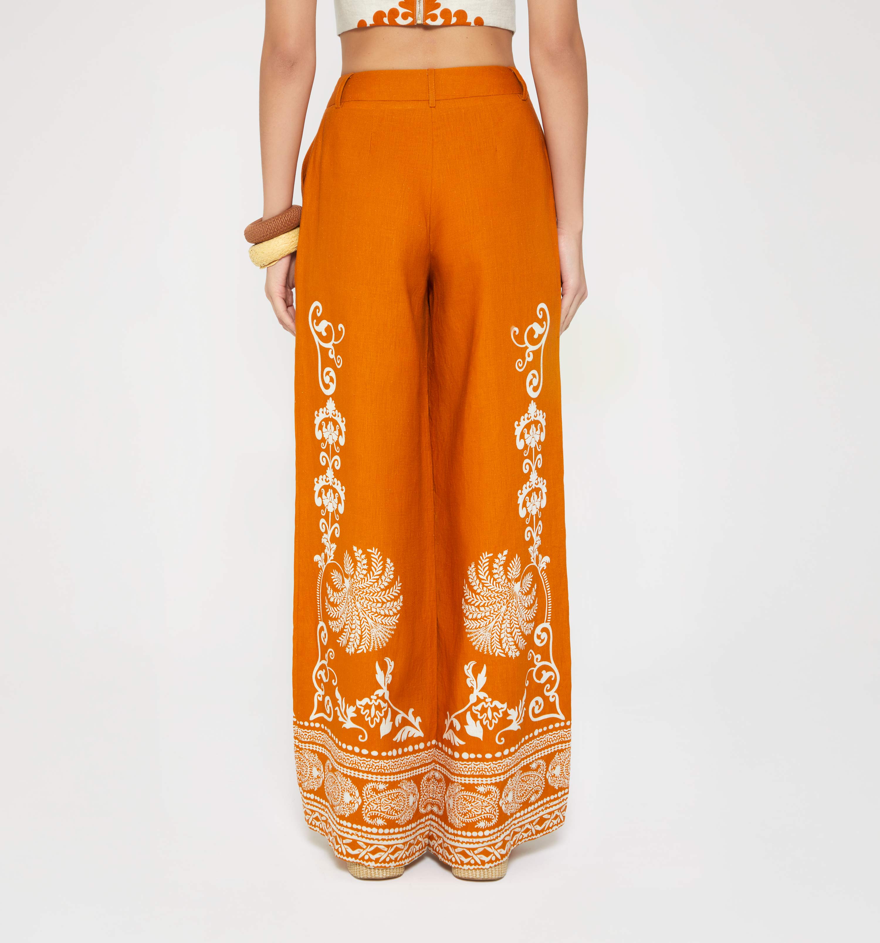 Pantalon Palazo Tiro Alto - Naranja