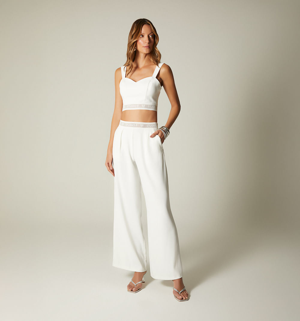 Pantalon Bota Ancha Elastico En Cintura