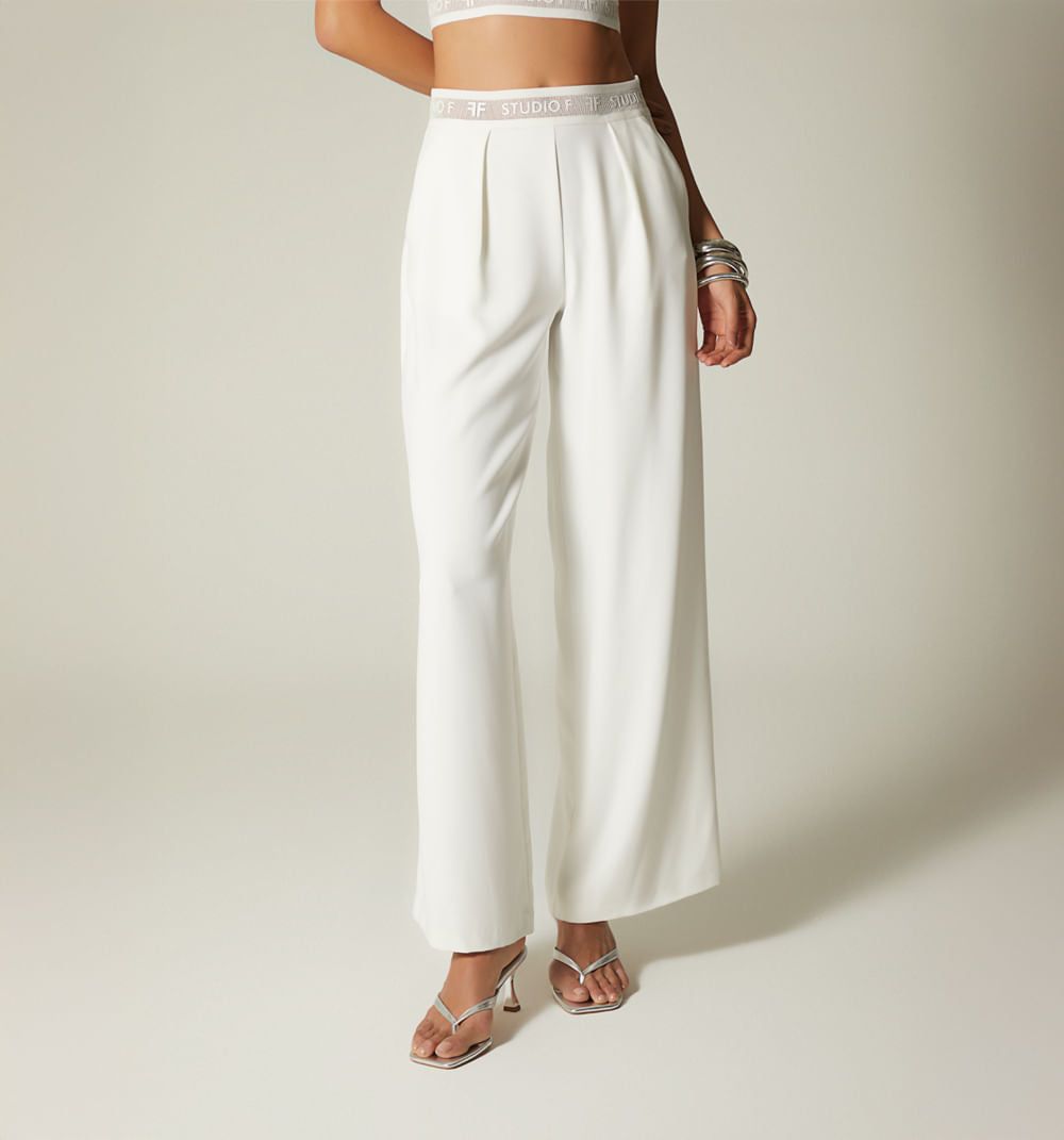 Pantalon Bota Ancha Elastico En Cintura