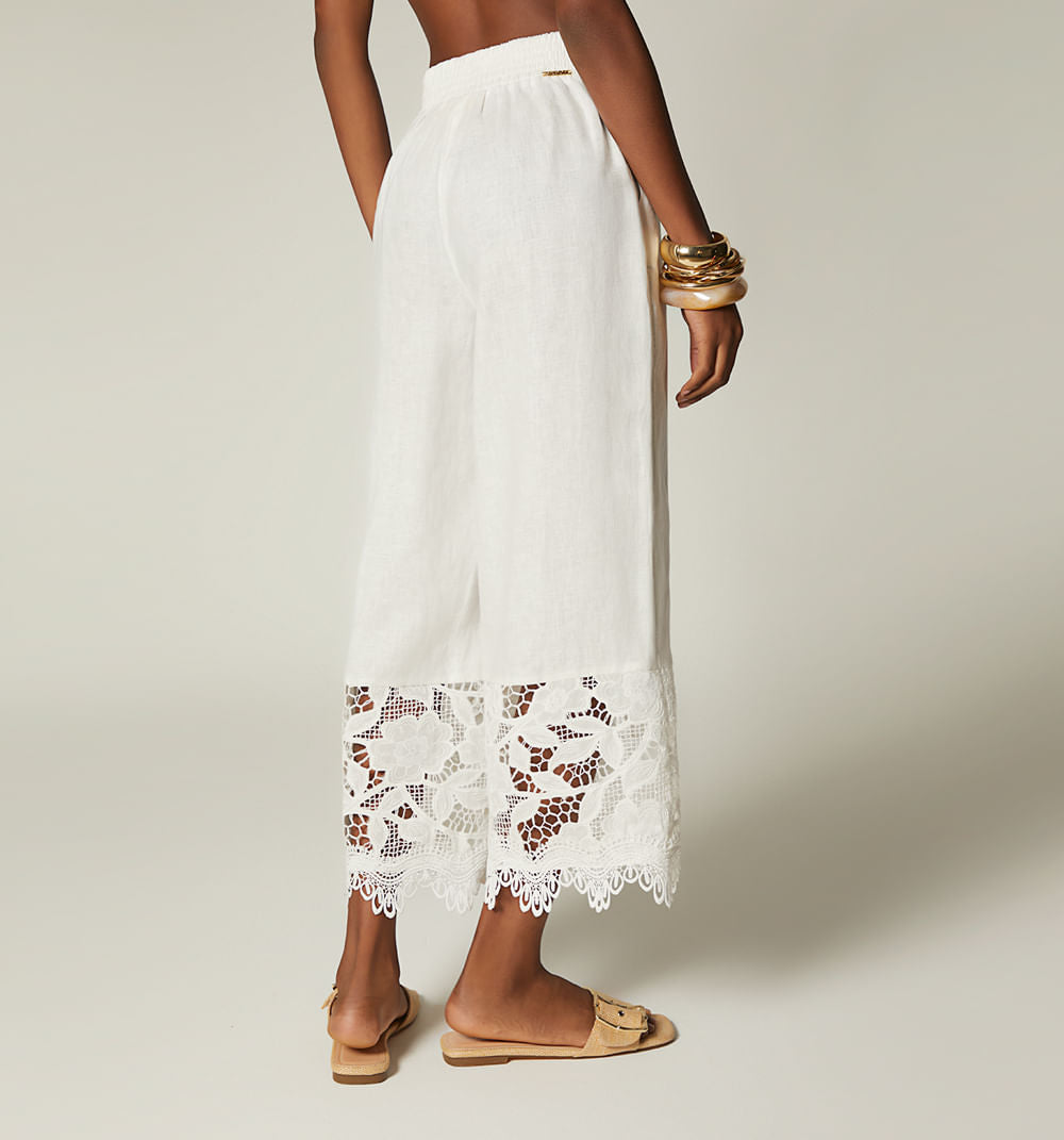 Pantalon Cullote Tiro Alto Con Detalle E