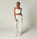 Pantalon Palazo Tiro Alto - Natural