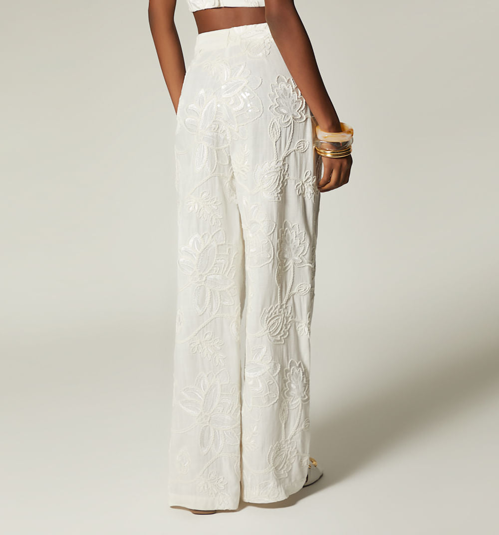 Pantalon Palazo Tiro Alto - Natural