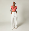 Pantalon Palazo Tiro Alto - Natural