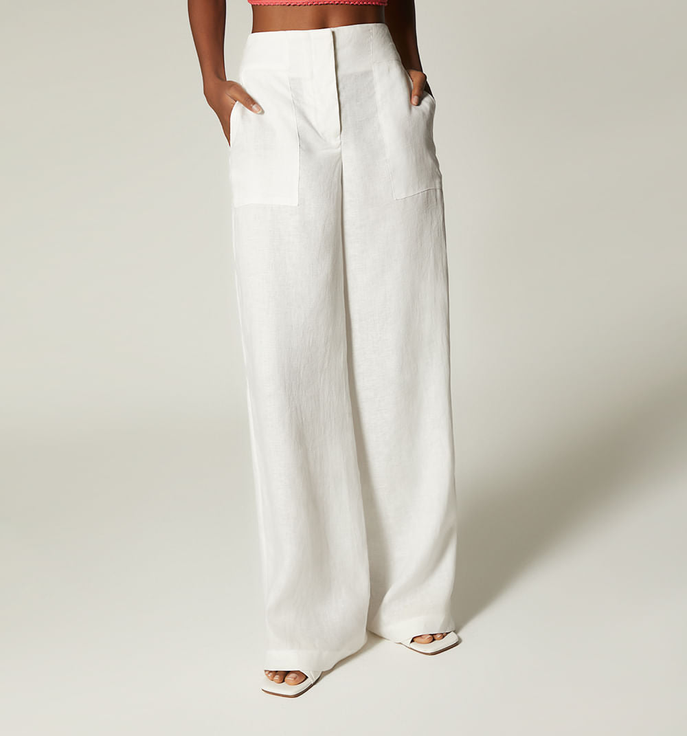 Pantalon Palazo Tiro Alto - Natural
