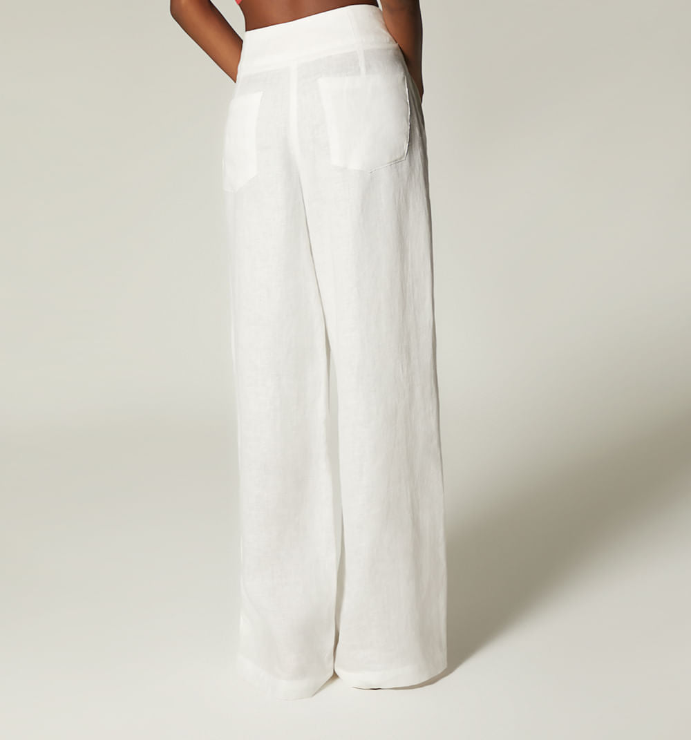 Pantalon Palazo Tiro Alto - Natural