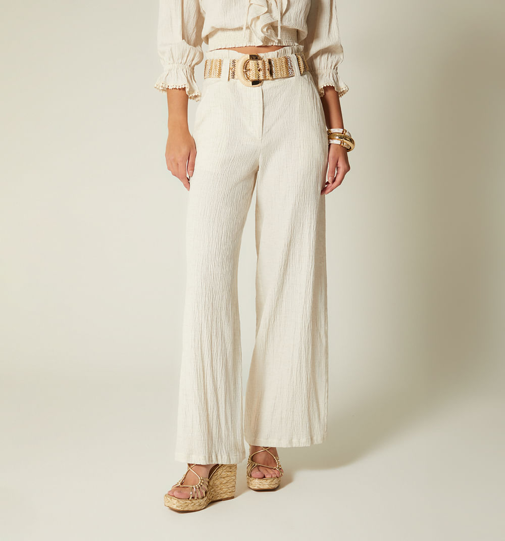 Pantalon Bota Ancha Con Correa