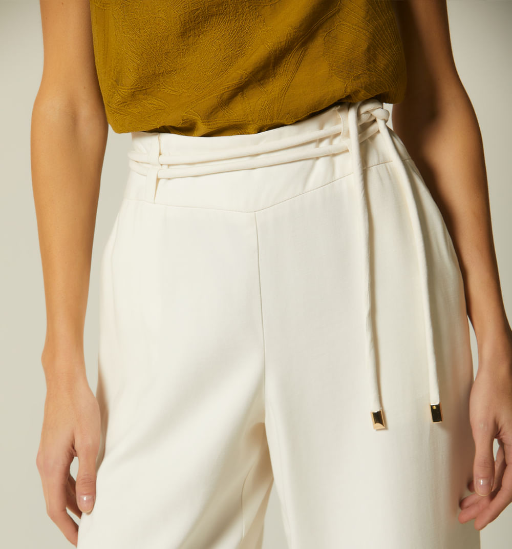 Pantalon Palazo Tiro Alto Con Tira Doble