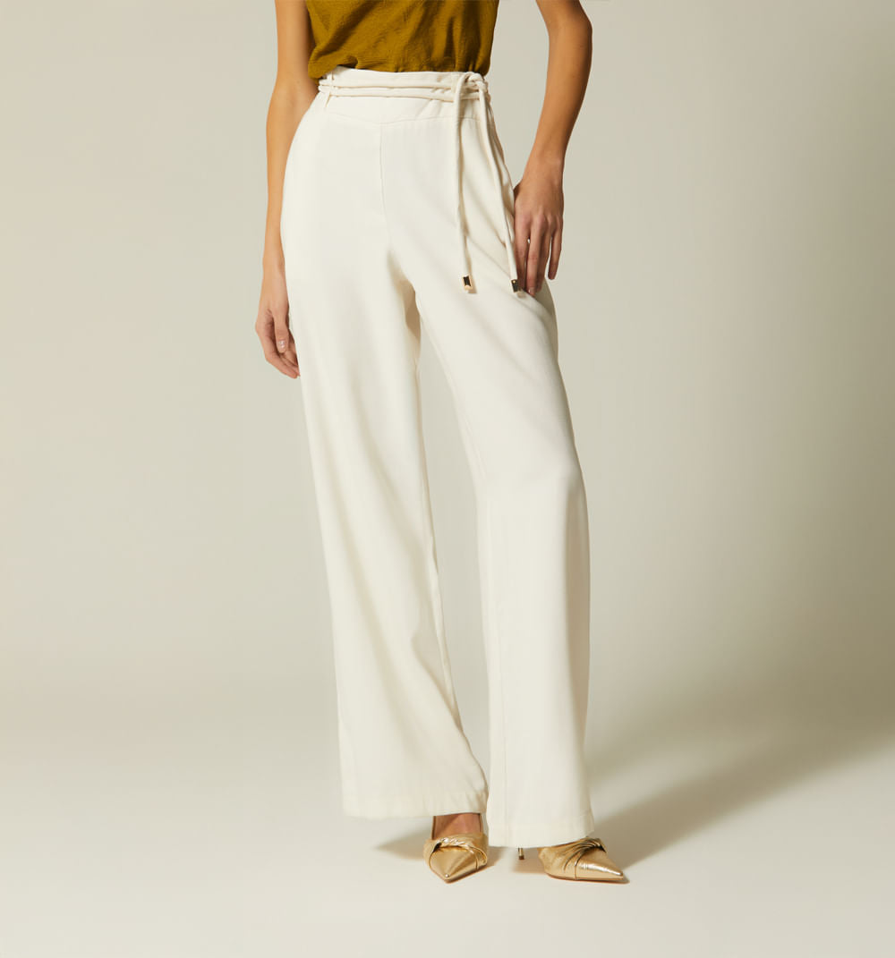 Pantalon Palazo Tiro Alto Con Tira Doble