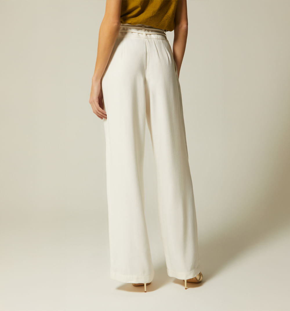 Pantalon Palazo Tiro Alto Con Tira Doble