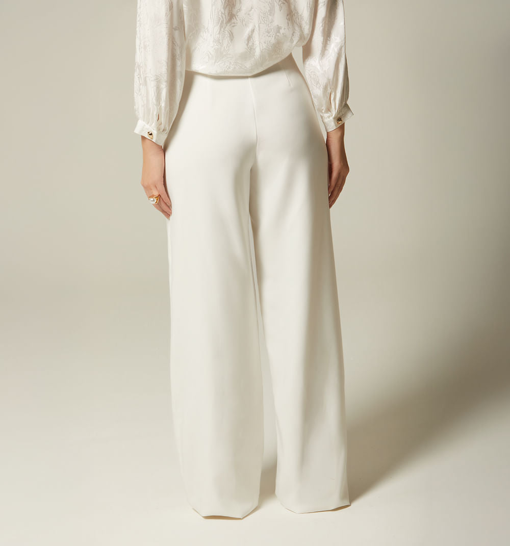 Pantalon Palazo Tiro Alto Con Herraje
