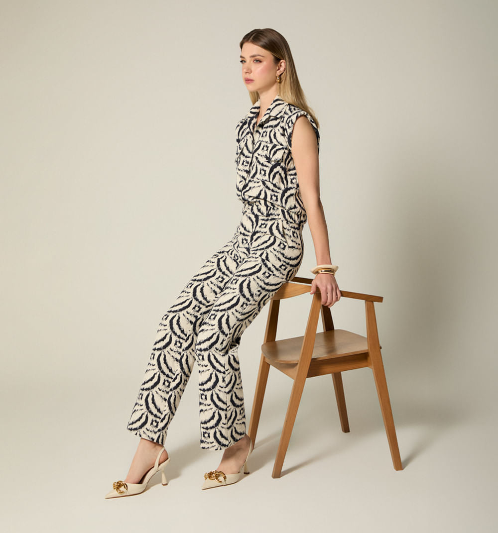 Pantalon Tiro Alto Recto - Natural
