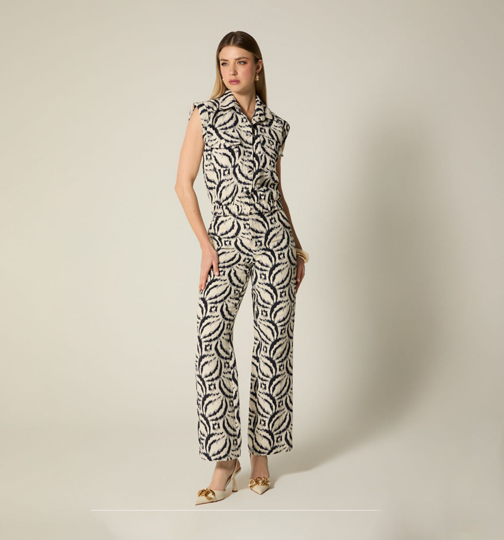 Pantalon Tiro Alto Recto - Natural