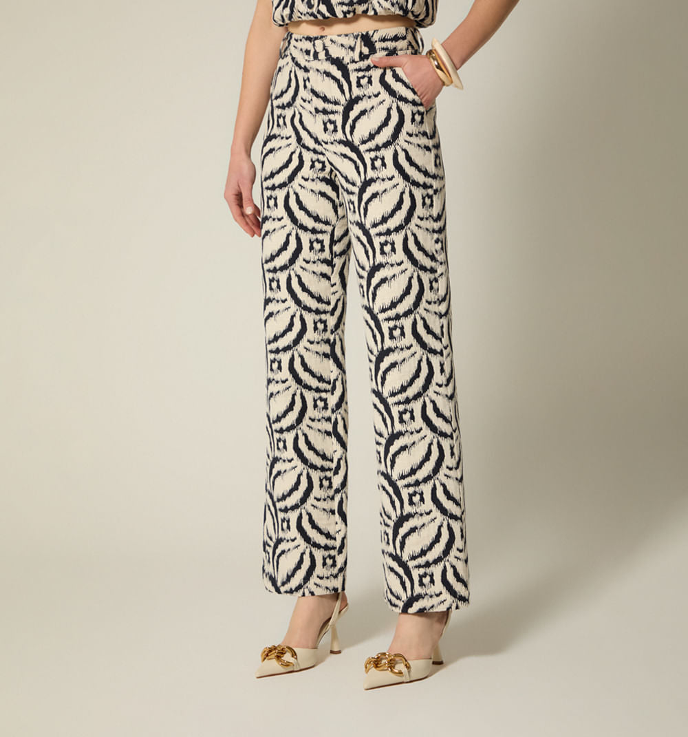 Pantalon Tiro Alto Recto - Natural