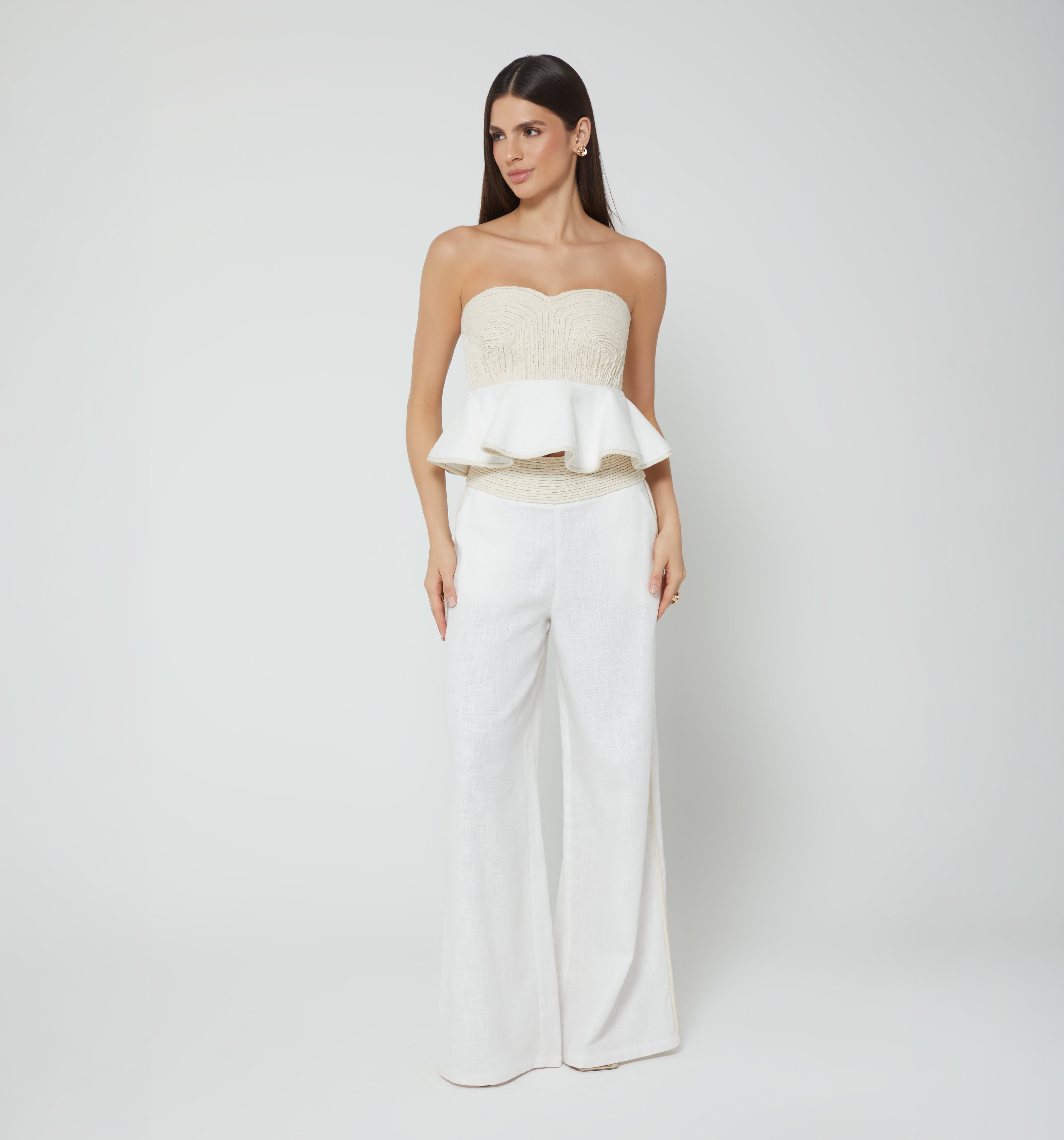Pantalon Palazo Con Pretina Embellecida