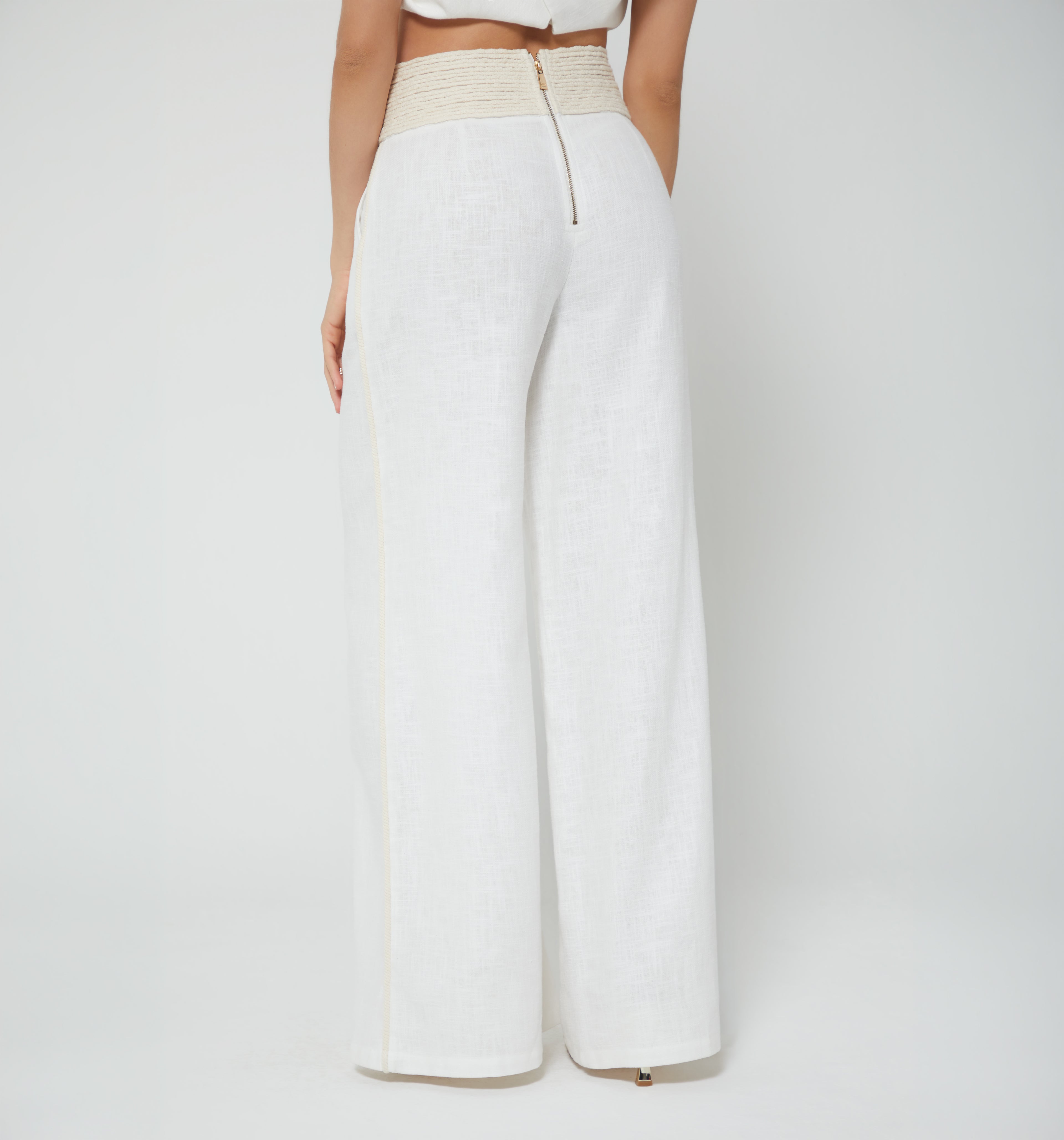 Pantalon Palazo Con Pretina Embellecida