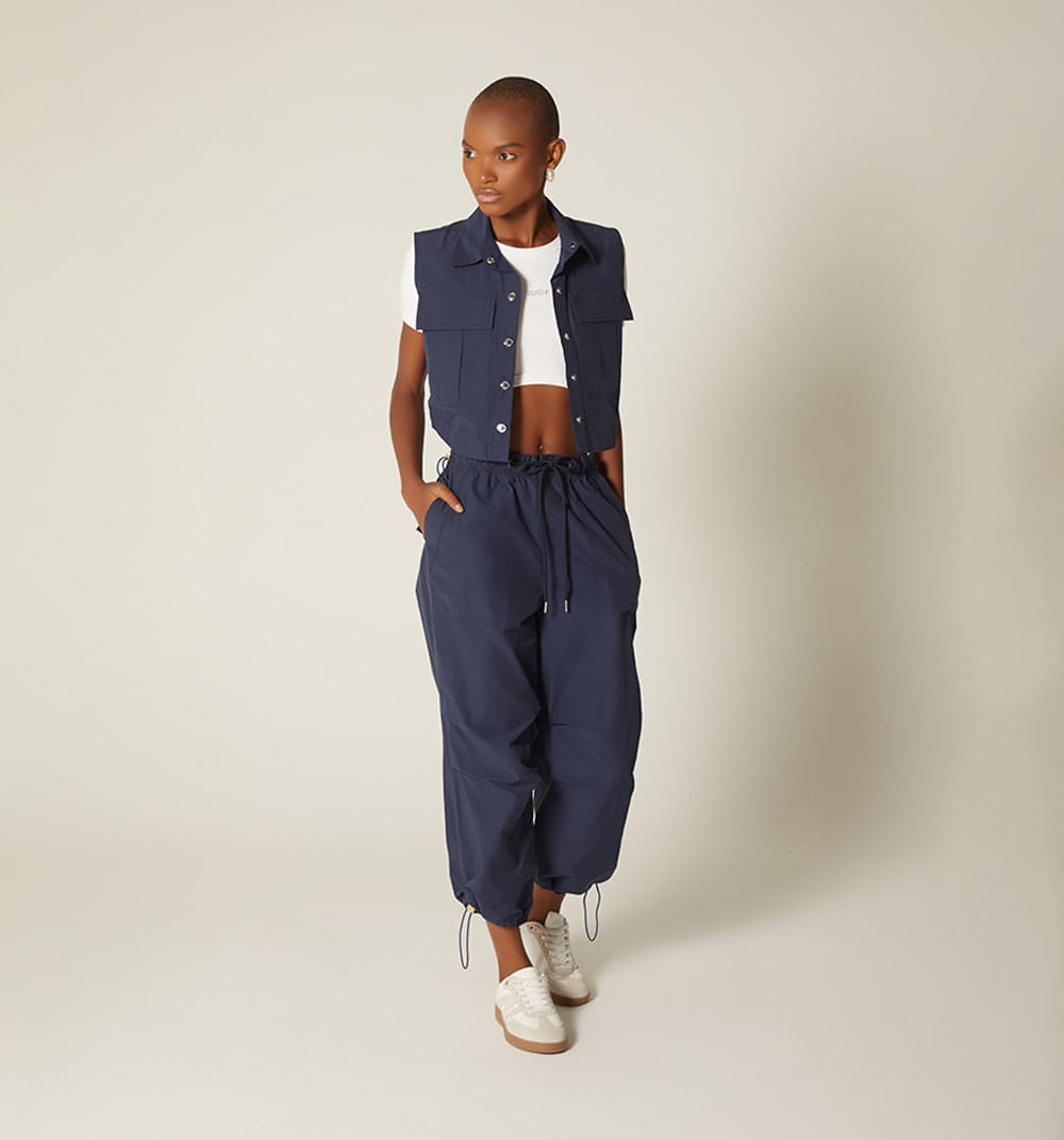 Pantalon Tiro Alto Con Elasticos