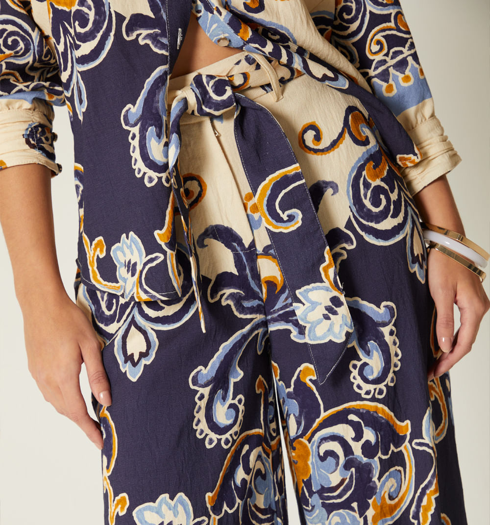 Pantalon Palazo Tiro Alto - Azul