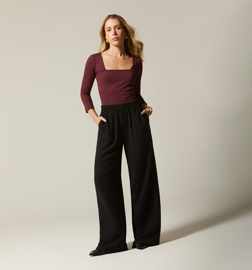 Pantalon Palazo Elastico En Cintura