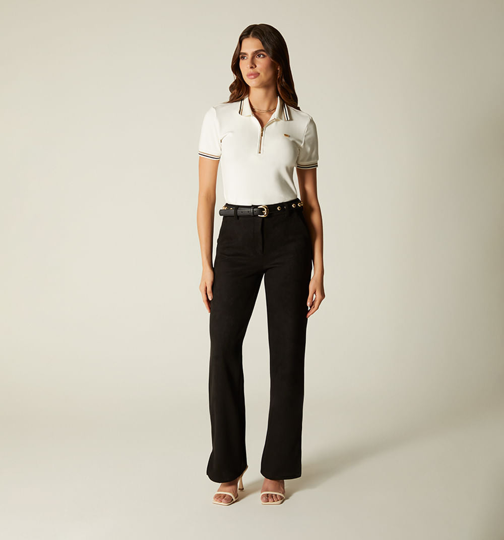 Pantalon Tiro Alto Con Botones