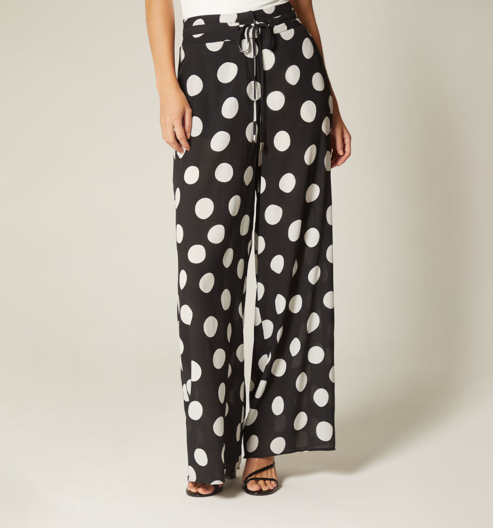 Pantalón Palazo Pretina Ruchada - Negro