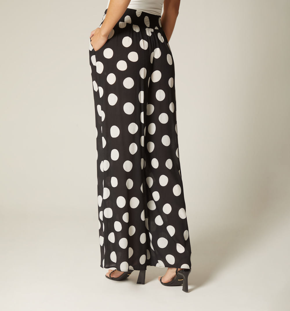 Pantalón Palazo Pretina Ruchada - Negro