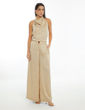 Pantalon Palazzo Pretina Ancha - Nuevo Beige