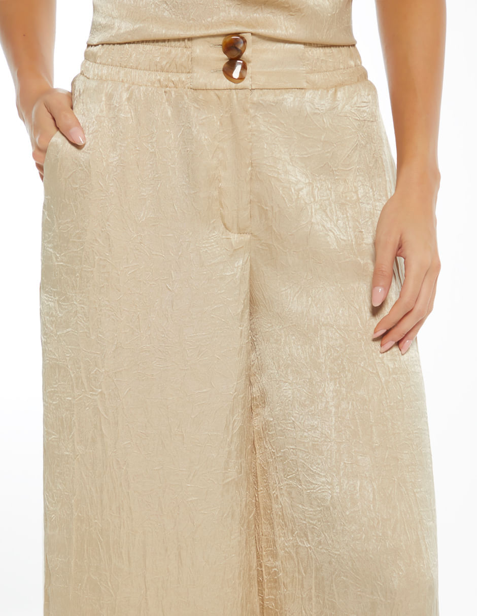 Pantalon Palazzo Pretina Ancha - Nuevo Beige
