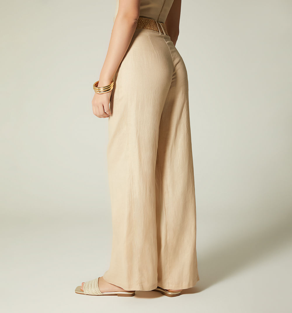 Pantalon Palazo Tiro Alto Bolsillo Con T