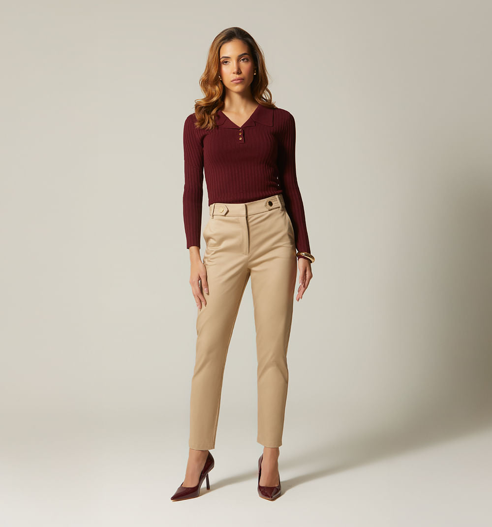 Pantalon Tiro Alto Detalle En Pretina