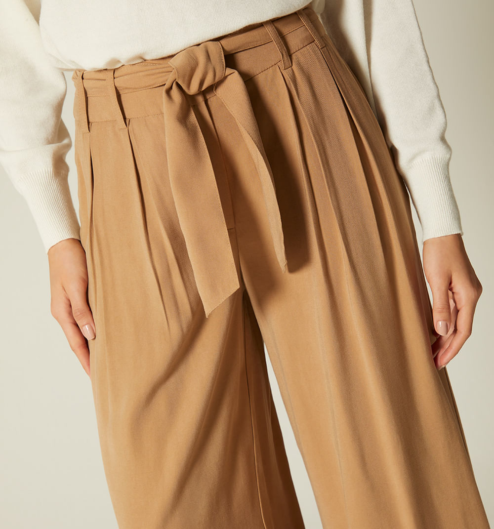 Pantalon Tiro Alto Bota Ancha - Nuevo Beige