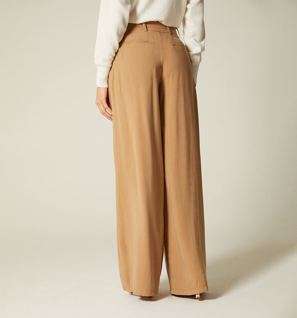 Pantalon Tiro Alto Bota Ancha - Nuevo Beige