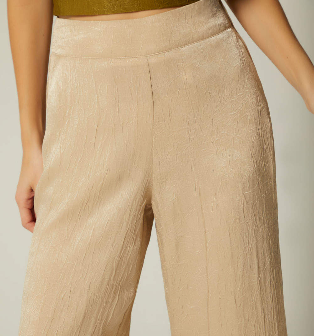 Pantalon Palazo Tiro Alto - Nuevo Beige