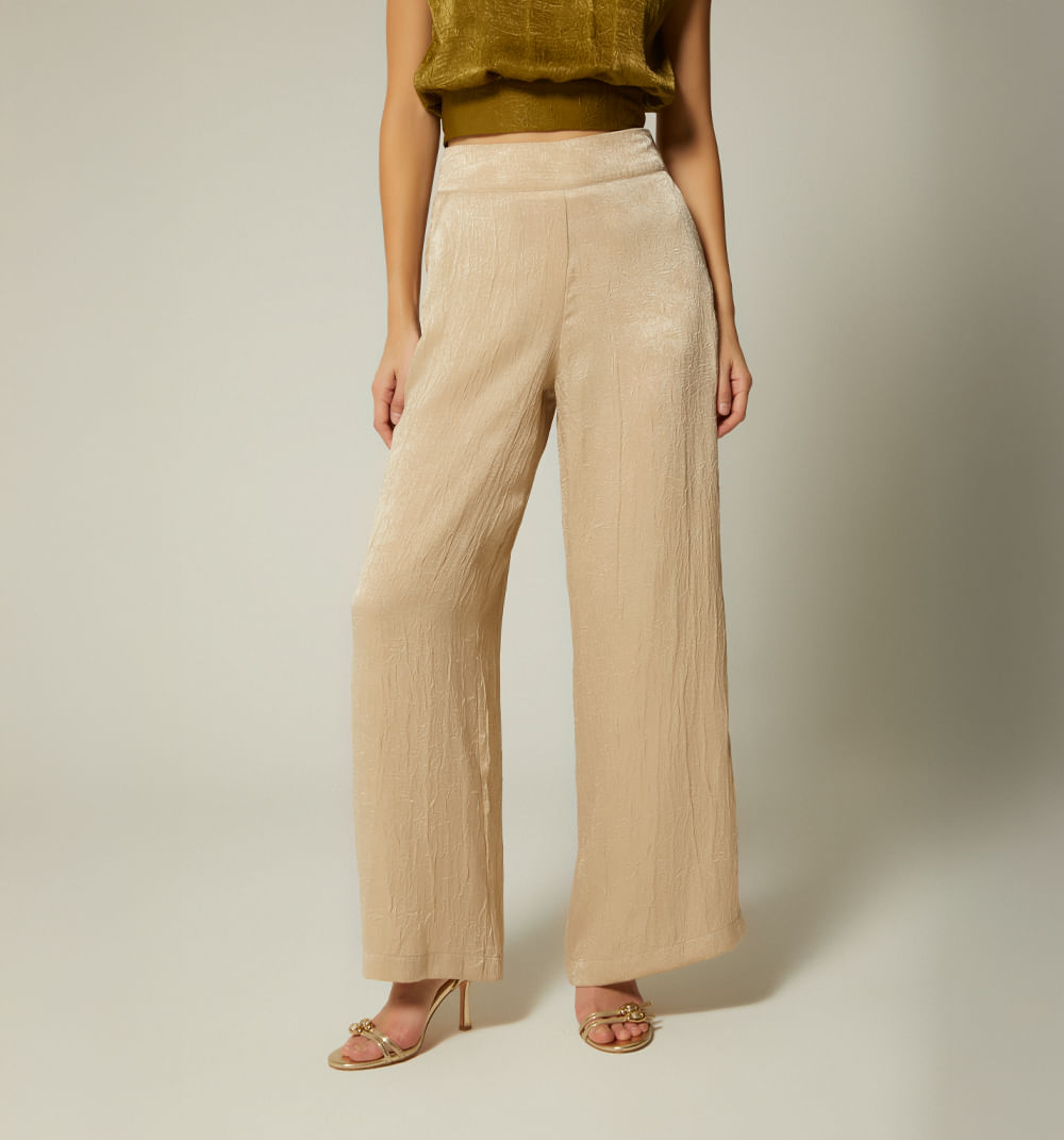 Pantalon Palazo Tiro Alto - Nuevo Beige