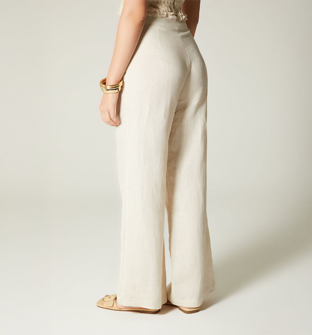 Pantalon Tiro Super Alto Con Detalle En
