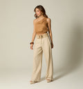 Pantalon Tiro Alto Palazo Con Correa