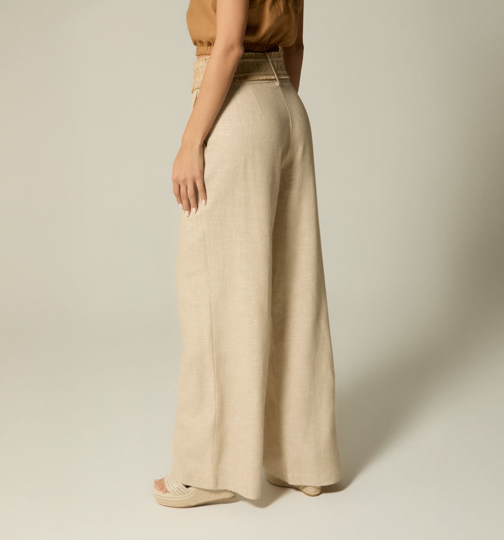Pantalon Tiro Alto Palazo Con Correa