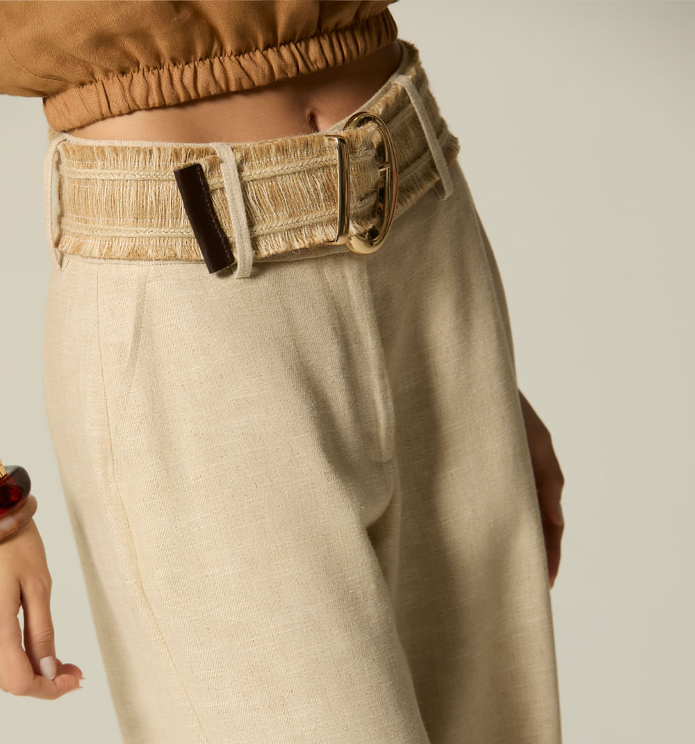 Pantalon Tiro Alto Palazo Con Correa