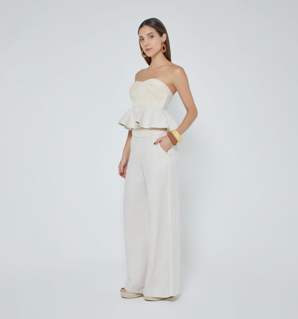 Pantalon Palazo Con Pretina Embellecida