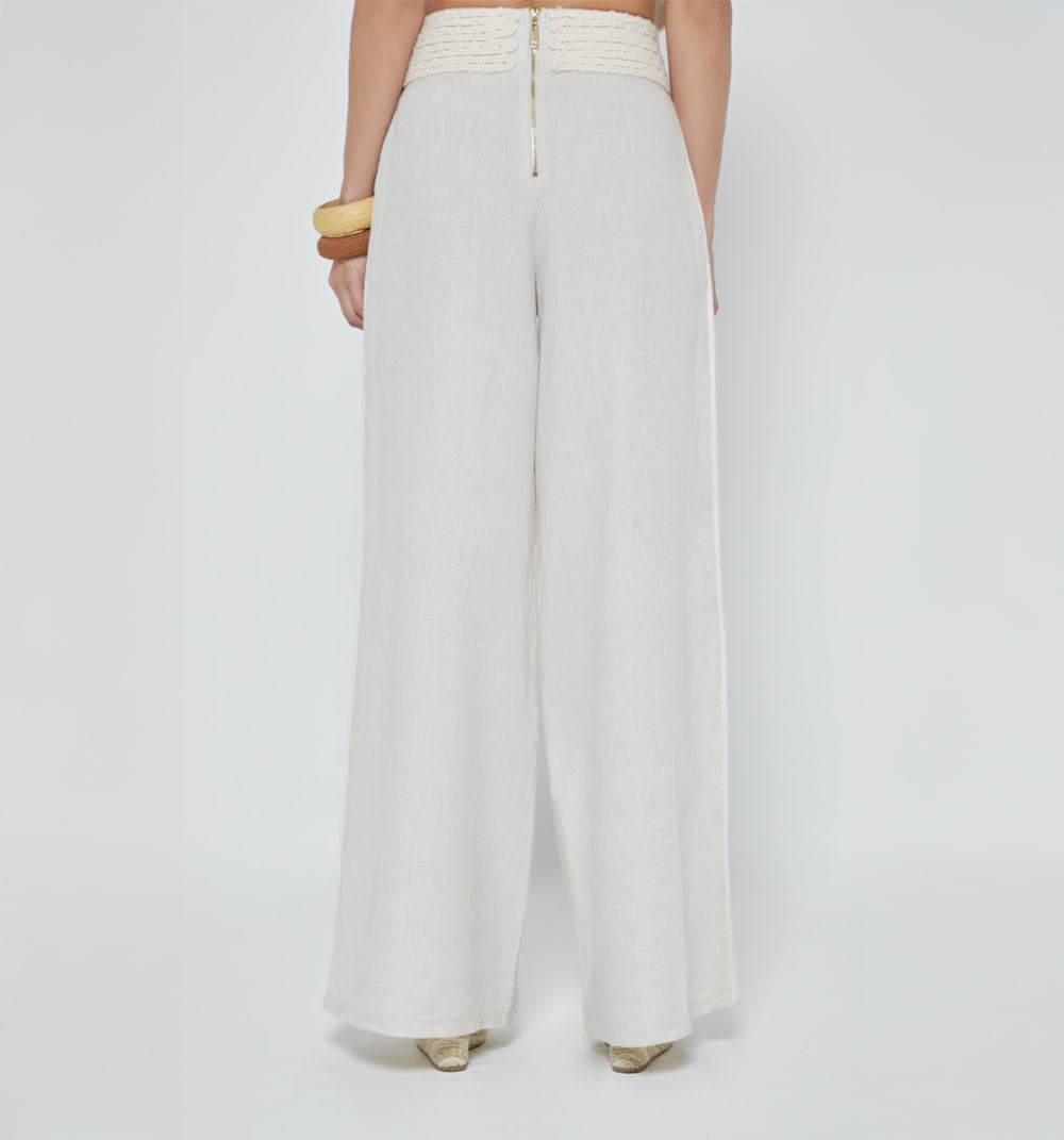 Pantalon Palazo Con Pretina Embellecida