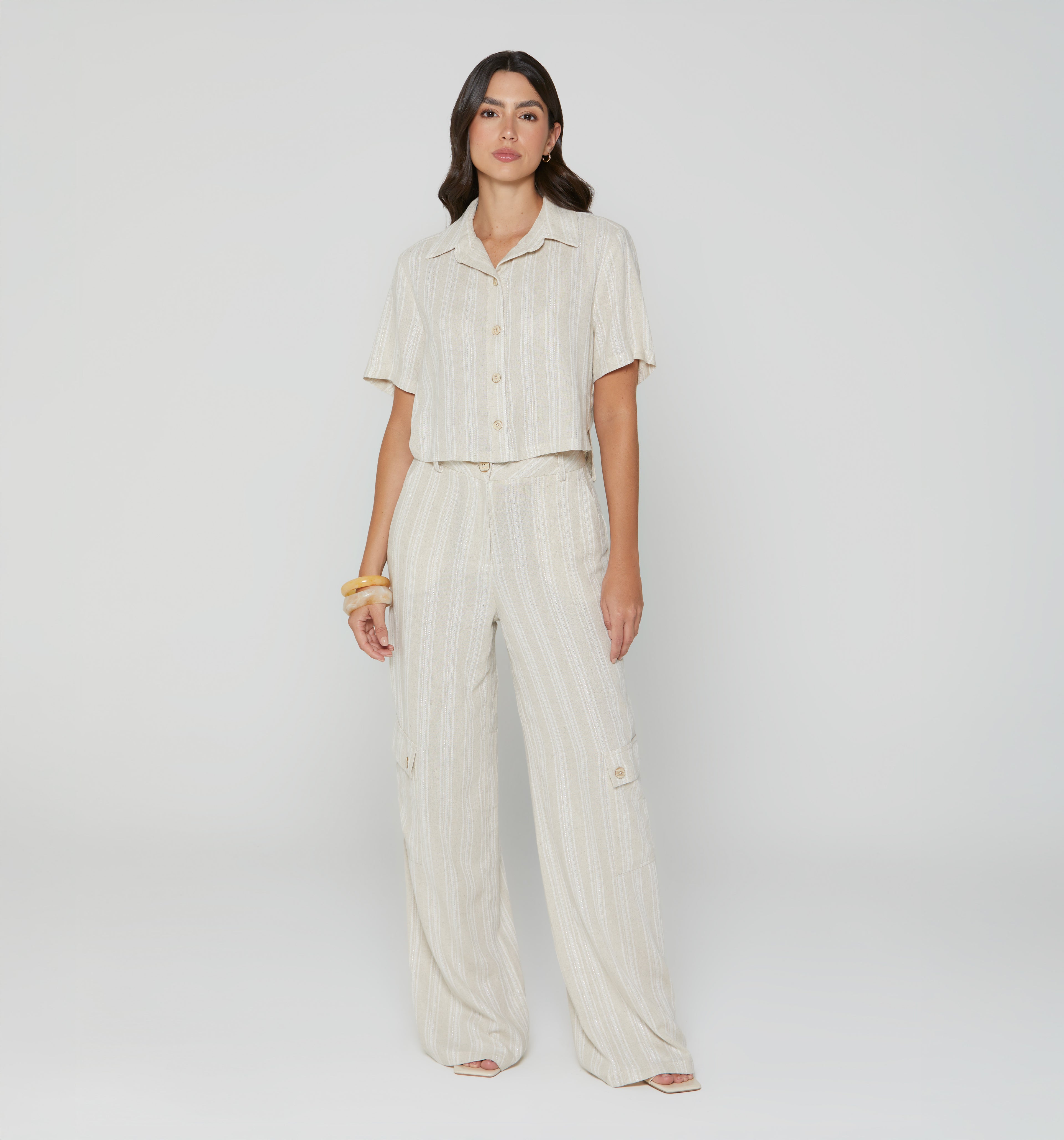 Pantalon Palazo Tiro Alto - Beige