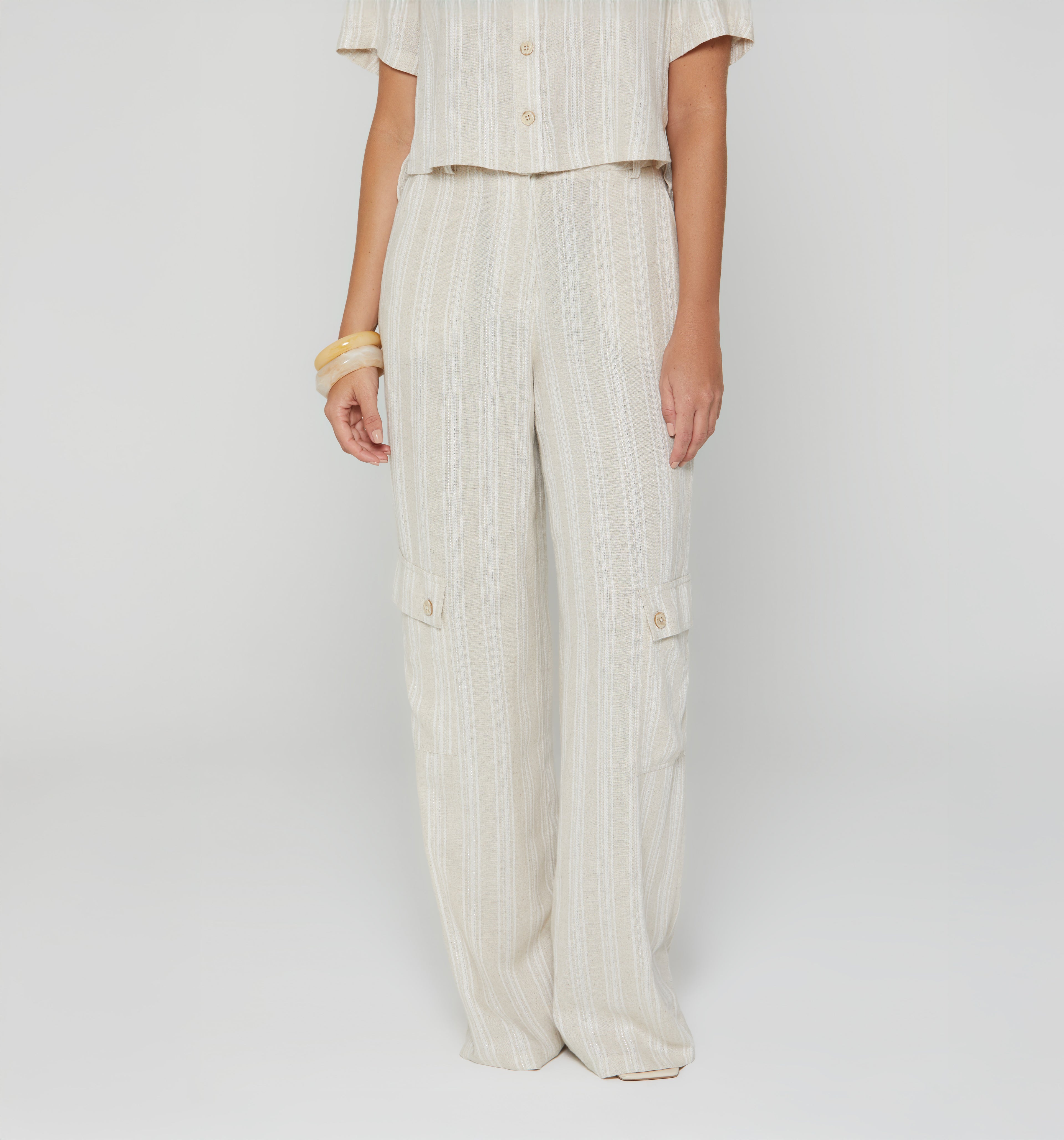 Pantalon Palazo Tiro Alto - Beige